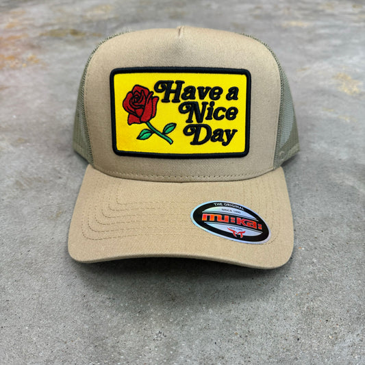 Muka Have A Nice Day khaki Trucker Hat