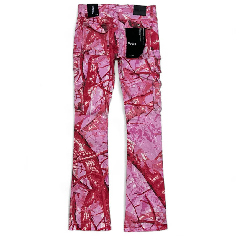 Kindred Camo Cargo Pink Stacked Flare Jeans