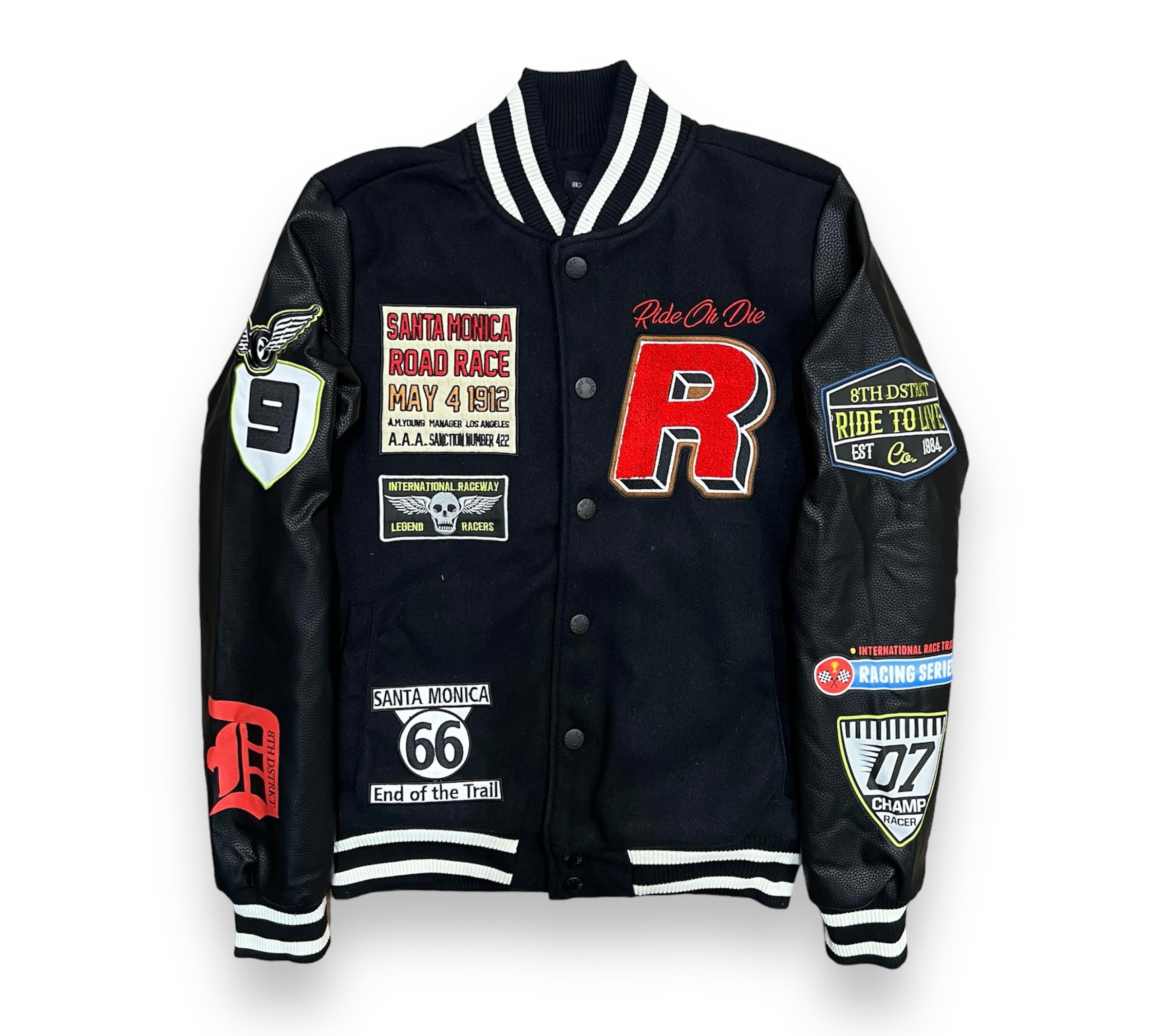 8ight Dstrkt Ride Or Die Black Varsity Jacket – Underground Clothing