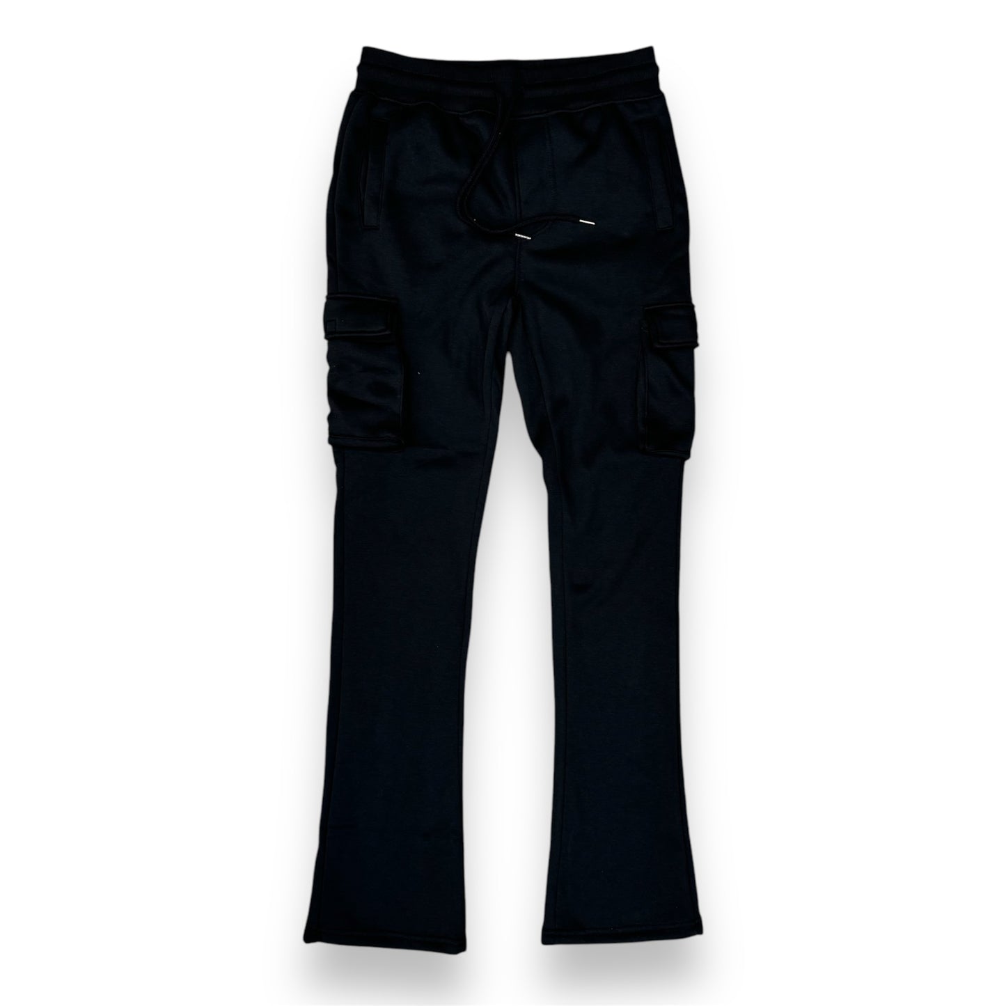 Octagon Stacked Flare Cargo Fleece Black Jogger Kid's