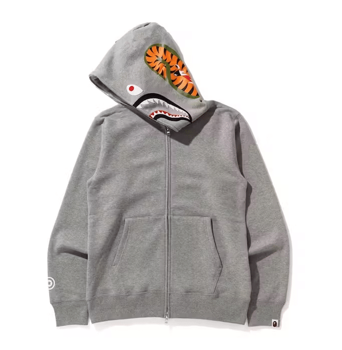 BAPE Double Side Shark Full Zip Hoodie Grey