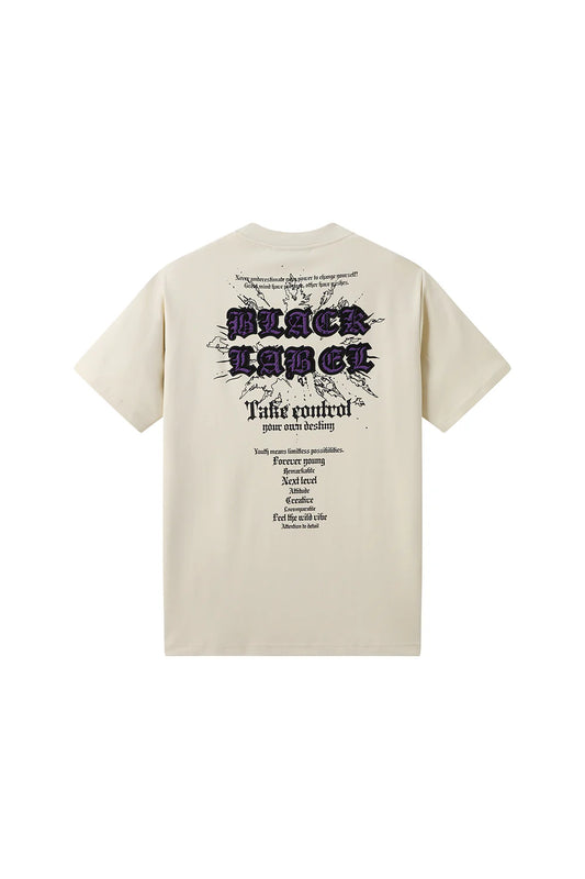 Black Label "TAKE CONTROL" Oversize Cream T-Shirt