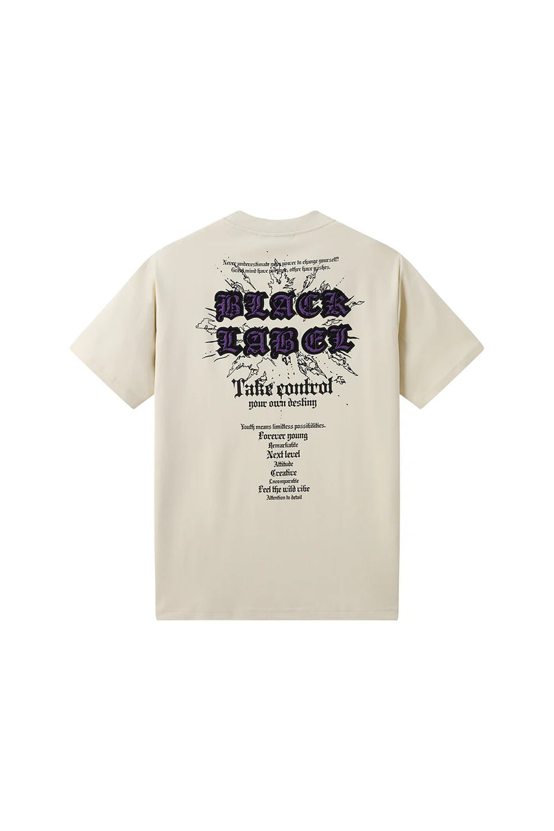 Black Label "TAKE CONTROL" Oversize Cream T-Shirt
