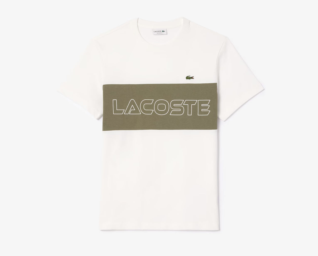 LACOSTS MEN'S REGULAR FIT PRINTED COLORBLOCK WHITE/GREEN T-SHIRT