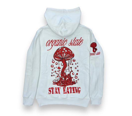 DENIMICITY STAY EATING HOODIE WHITE/RED TEE