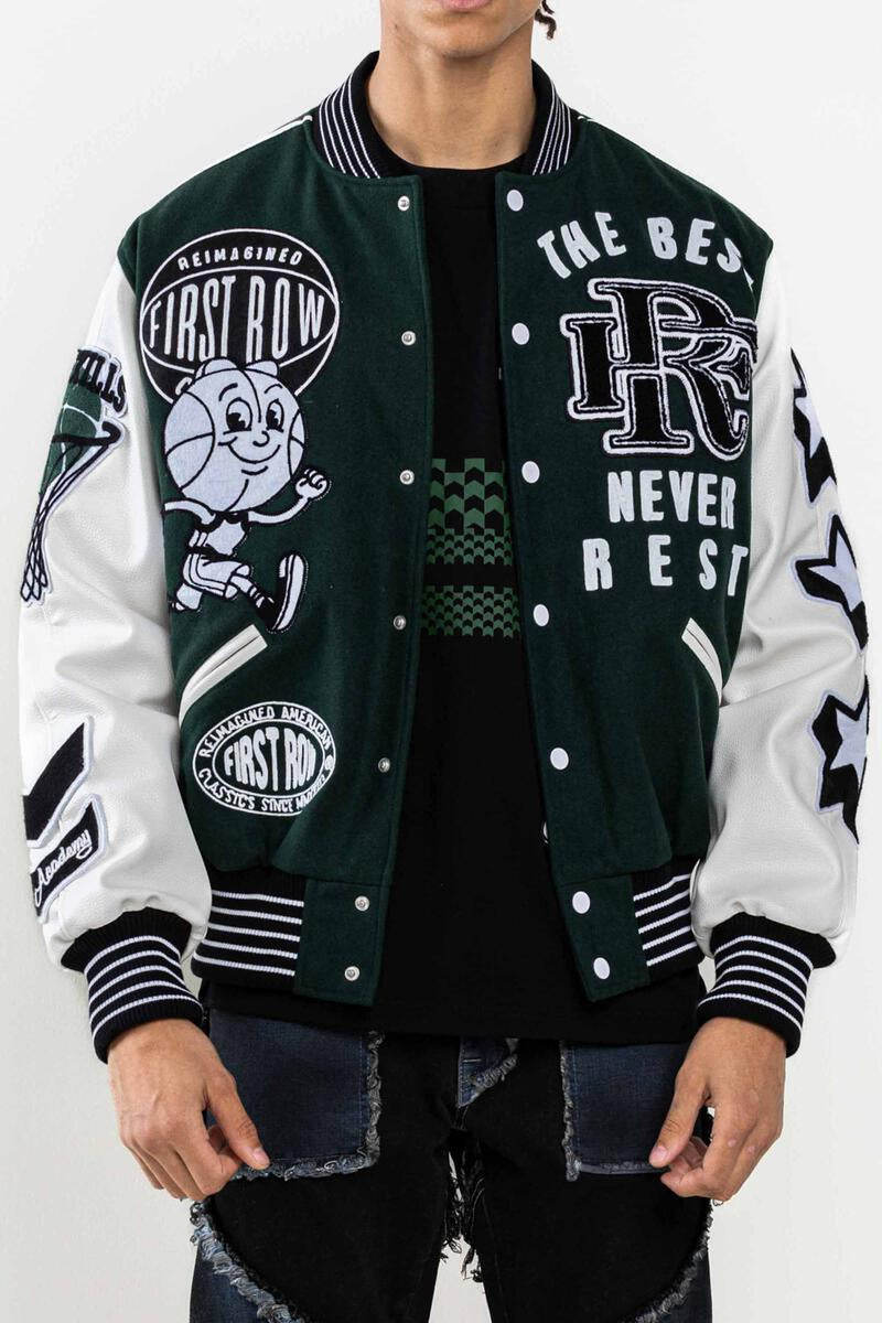 FIRST ROW THE BEST NEVER REST CHAMPIONSHIP VARSITY JACKET