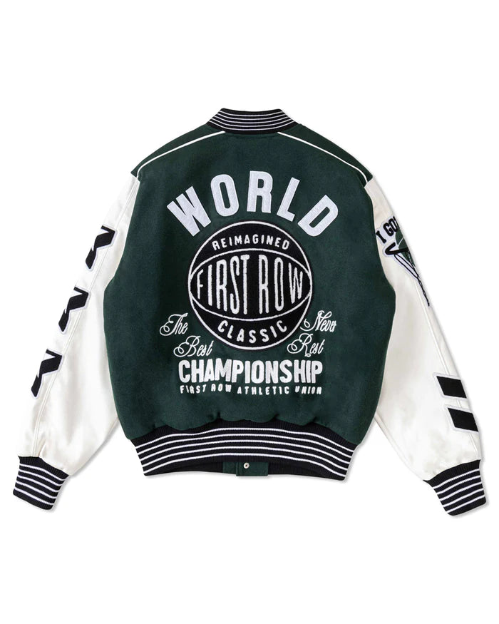 FIRST ROW THE BEST NEVER REST CHAMPIONSHIP VARSITY JACKET