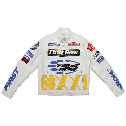 First Row Motor Racing Leather "White Jacket "