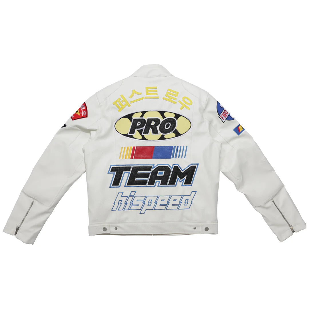 First Row Motor Racing Leather "White Jacket "