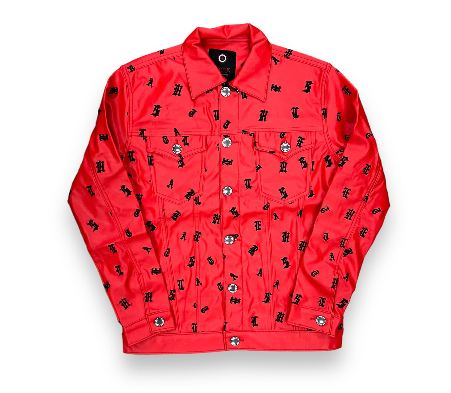 FOCUS PU LEATHER OVER EMB JACKET RED