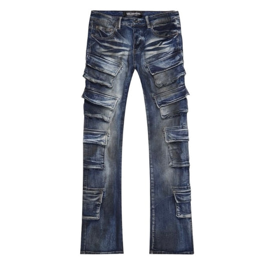 VALABASAS “PINNACLE” Stacked Flare Denim - Dark Vintage Blue