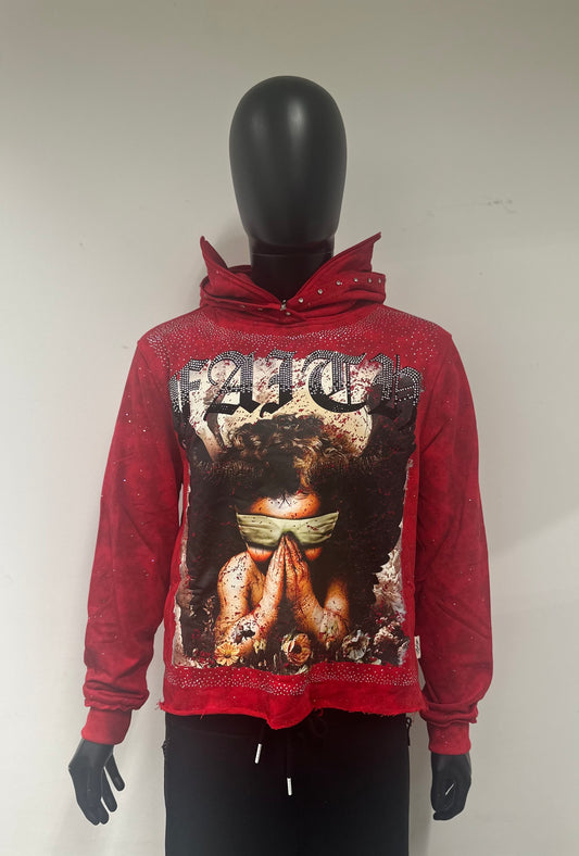 Bkys Faith Red Cropped Hoodie