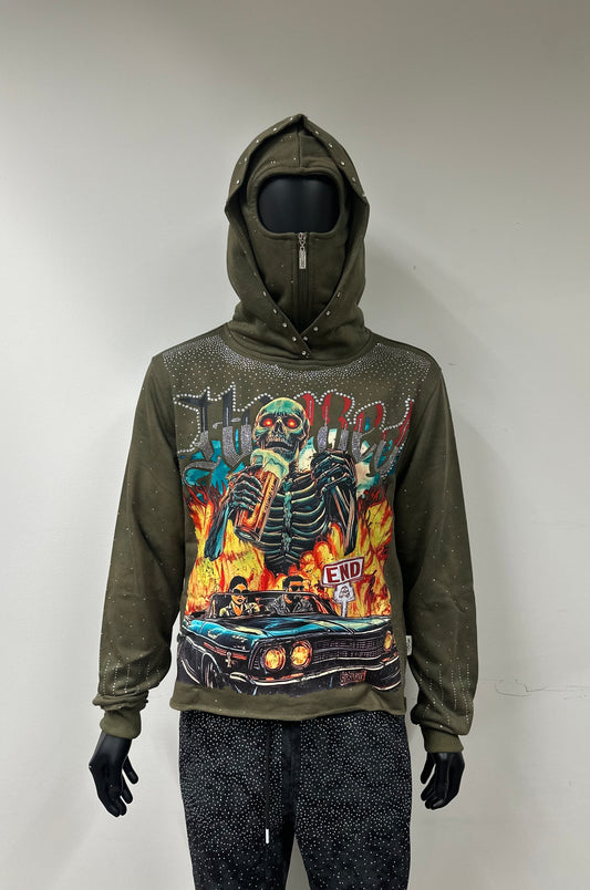 Bkys Hooked Olive Cropped Hoodie