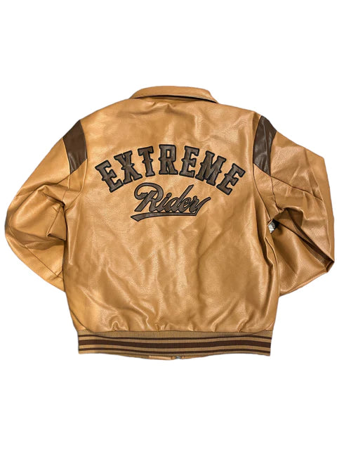 Rebel Minds Rider Caramel Leather Varsity Jacket
