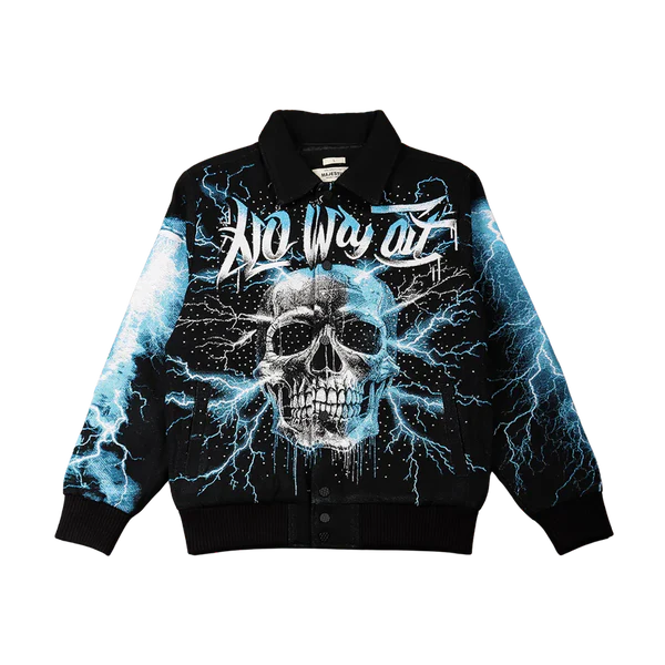 Majestic No Way Out Rhinestone Tapestry Varsity Jacket