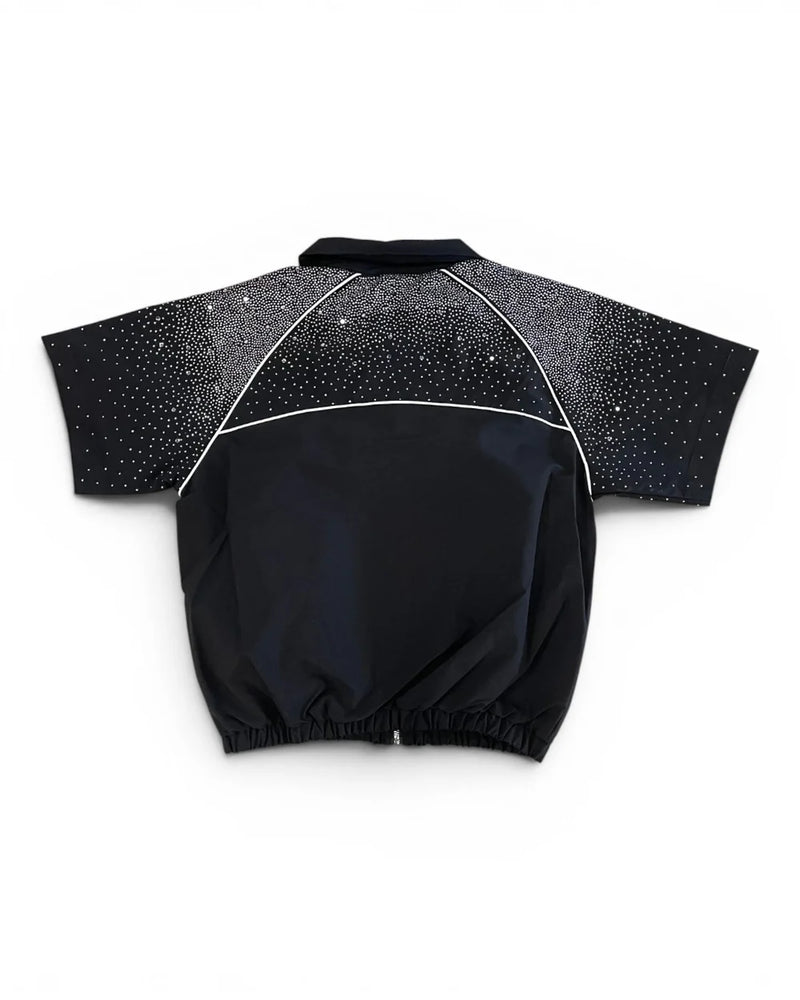 Kindred Rhinestone Nylon Short Set Black / Black