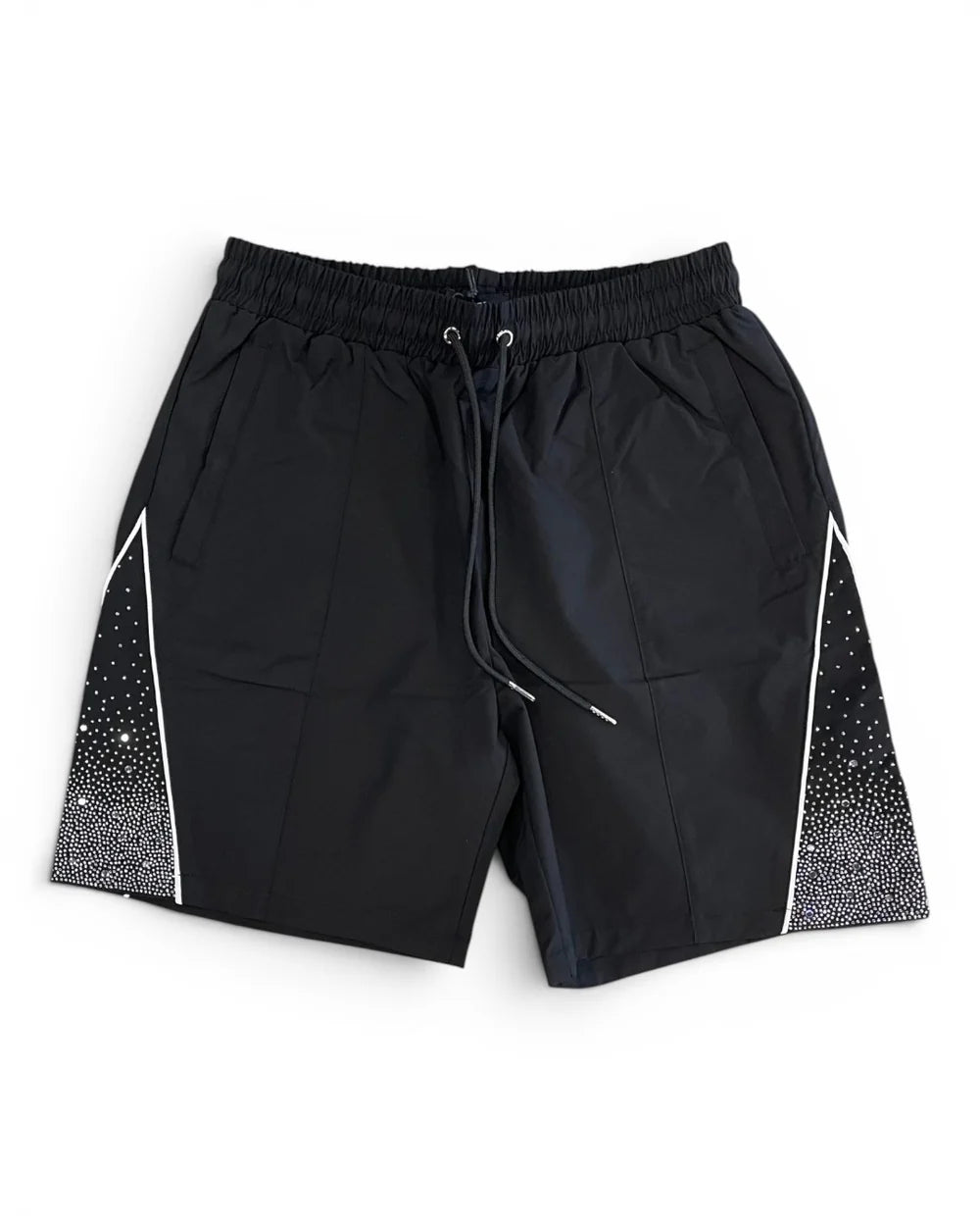 Kindred Rhinestone Nylon Short Set Black / Black