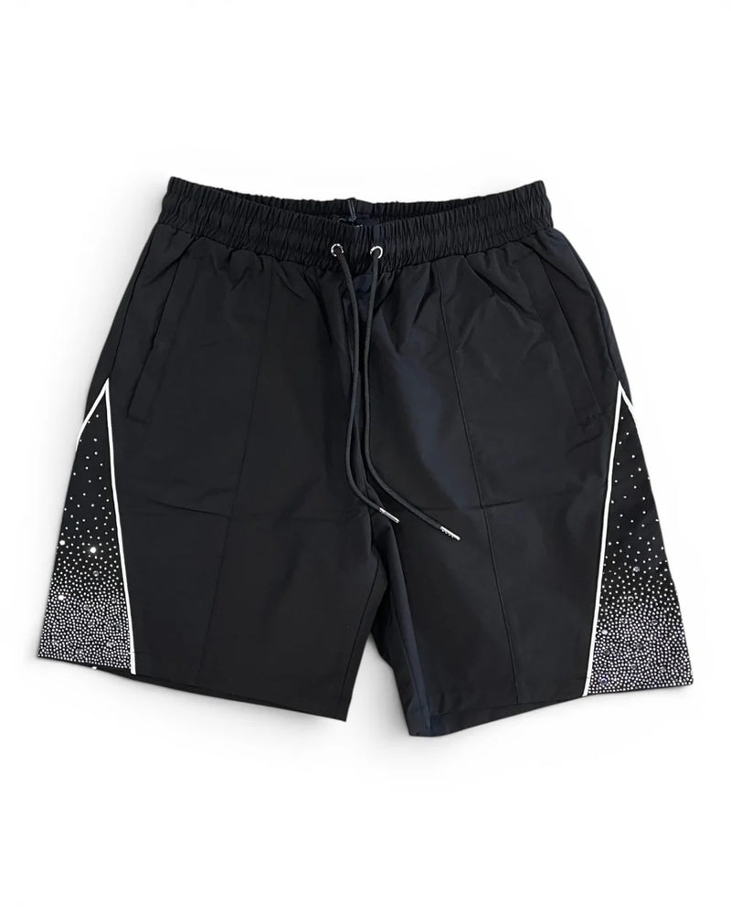 Kindred Rhinestone Nylon Short Set Black / Black