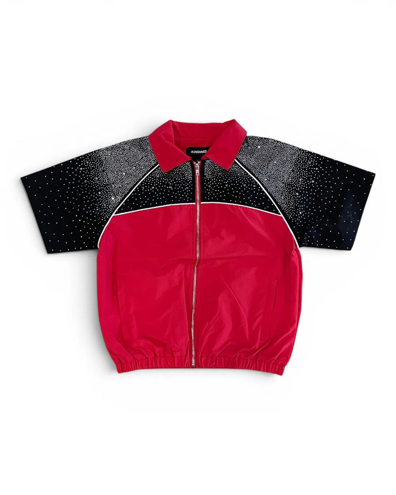 Kindred Rhinestone Nylon Short Set Red / Black