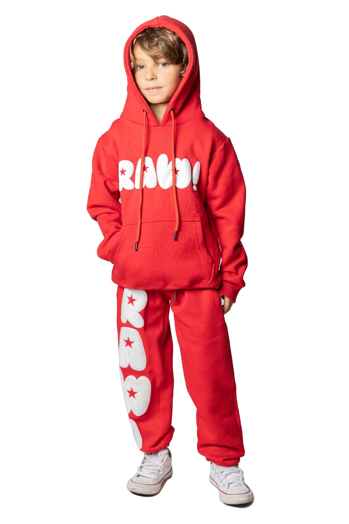 Rawyalty RAW Star Red & White Puff Hoodie and Jogger Set Kids