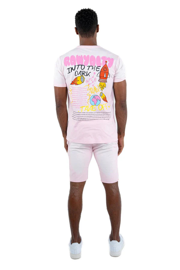 Rawyalty Into The Dark T-Shirt And Cotton Shorts Set Wash Pink