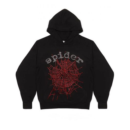 Spider OG Rhinestone Logo Black Hoodie