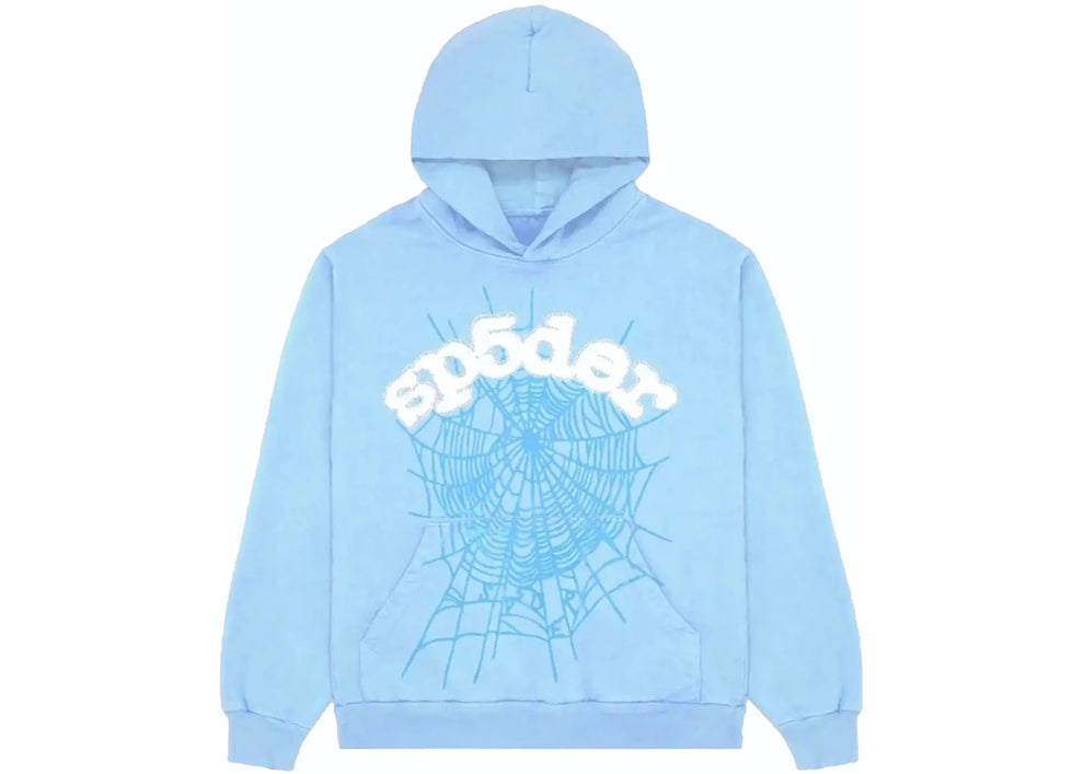 Spider Web Sky Blue Hoodie