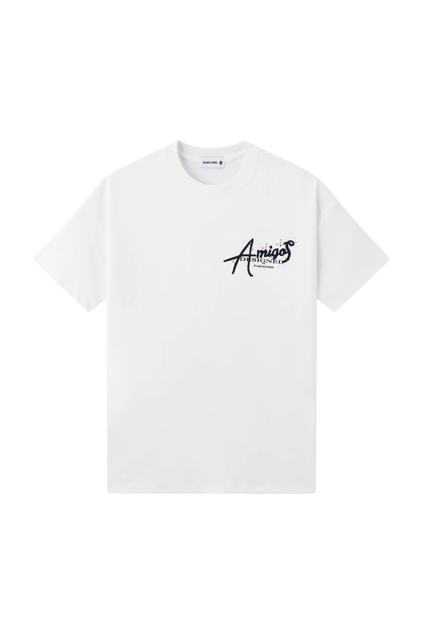 Rawyalty Men Black Label "AMIGOS" White T-Shirt