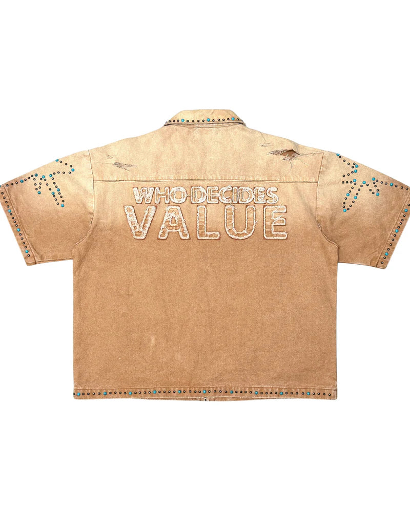 Rare Peace Wash Twill Self Patch Shirts  Wheat