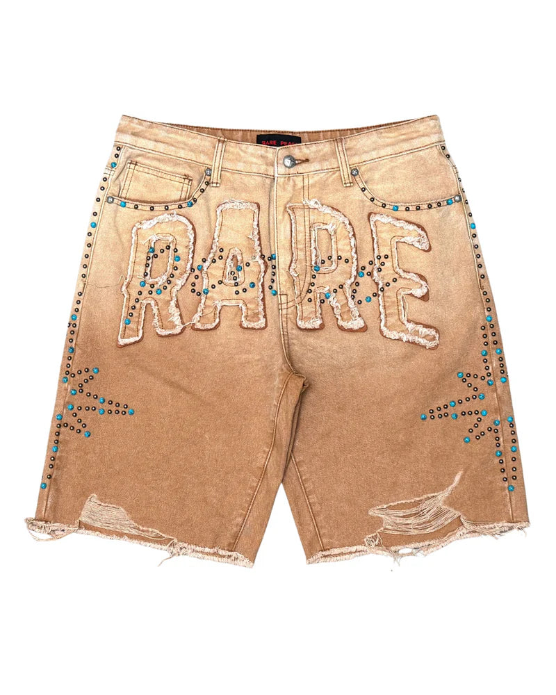 Rare Peace Wash Twill Self Patch Shorts  Wheat