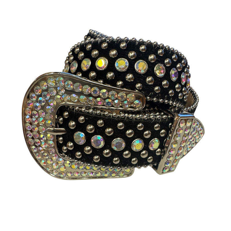 Men's Rhinestones Belt Black/White