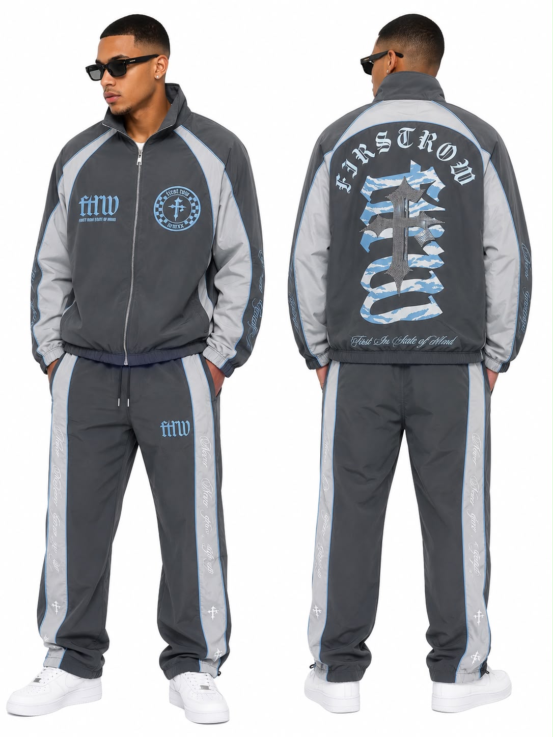 First Row Grey & Blue  Tracksuit