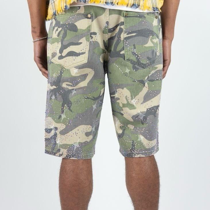 R3bel Denim Camo Shorts