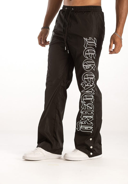 Kindred Nylon Embroidery Snap Button Pants Black