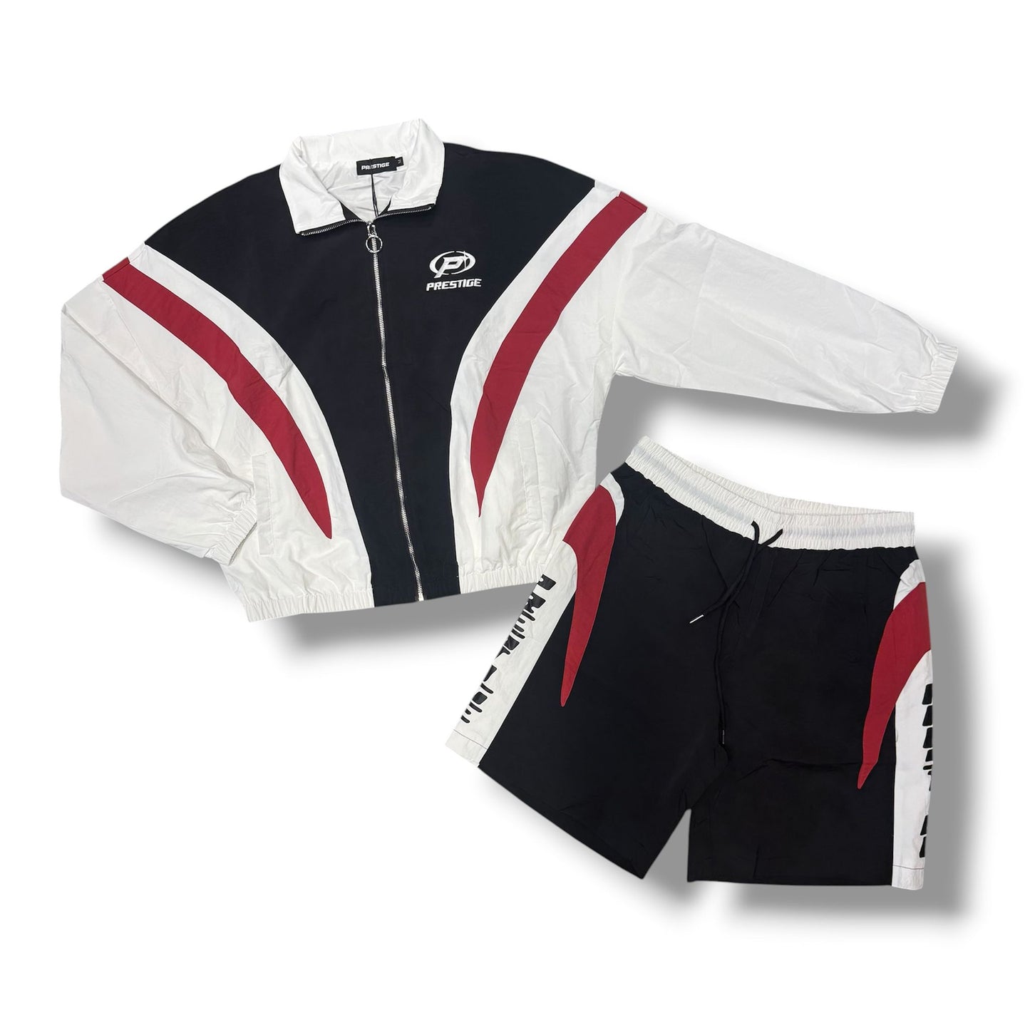 Prestige Collection  Nylon Shorts Set Black White Red