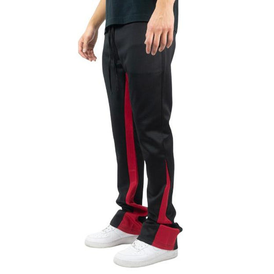Rebel Minds Black/Red Stacked Flare Stripe Track Pants