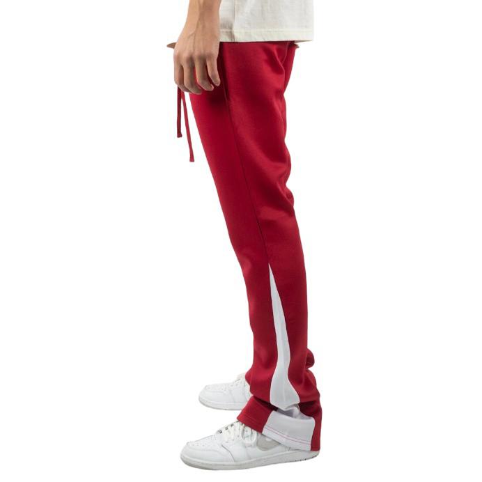 REBEL MINDS ONE STRIPE STACKED FLARE TRACK PANT RED/WHITE