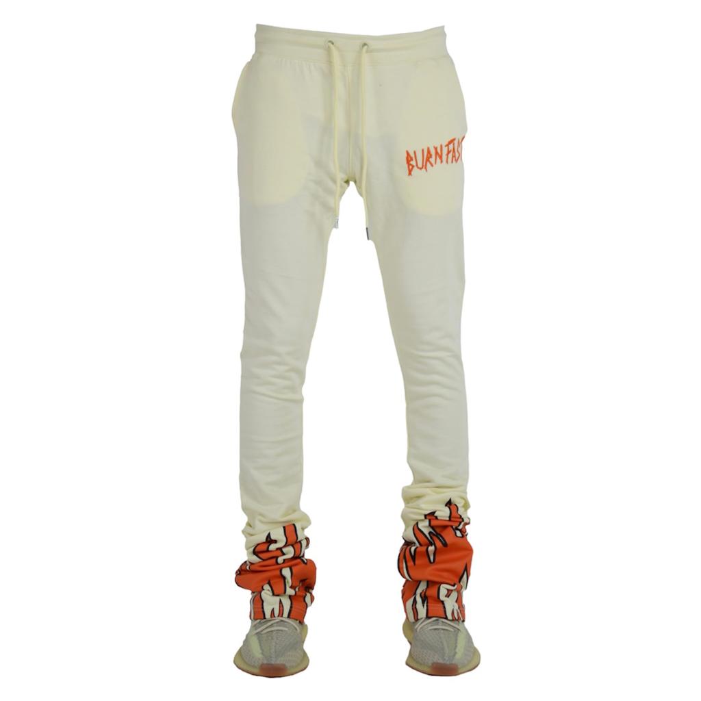 FOCUS FLAME STACKED FLARE SWEAT PANTS IVORY