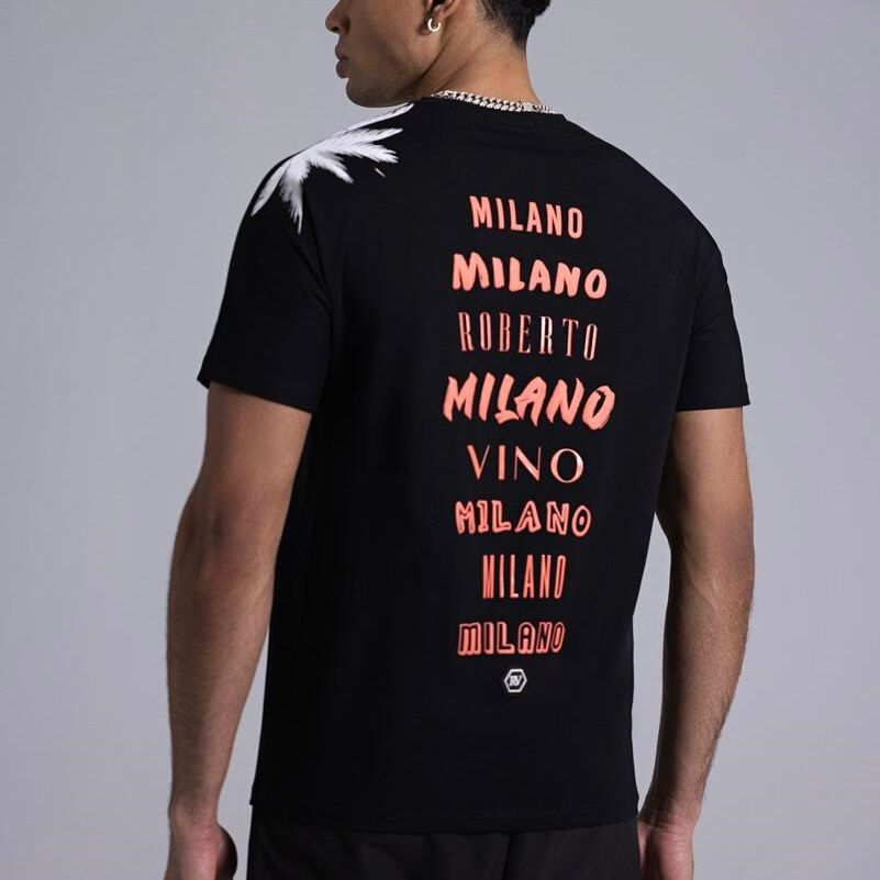 Roberto Vino Milano Palm Tree Black T-Shirt