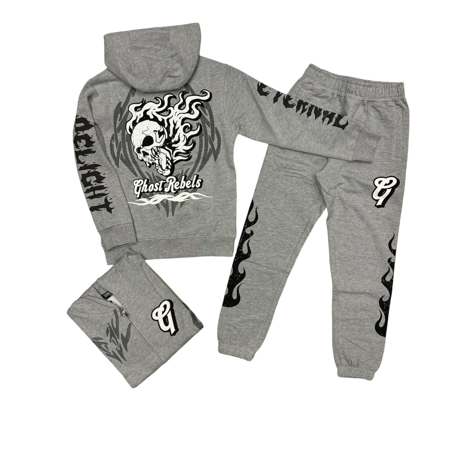 Rebel Minds Ghost Rebels Grey Jogger Set Boy's