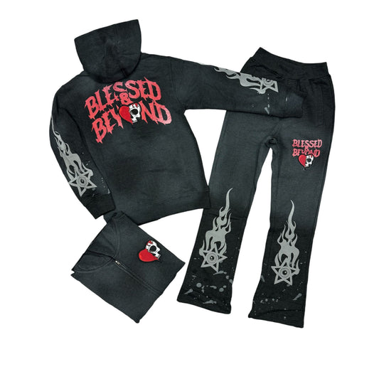 Rebel Minds Blessed Wash Charcoal Jogger Set Boy's