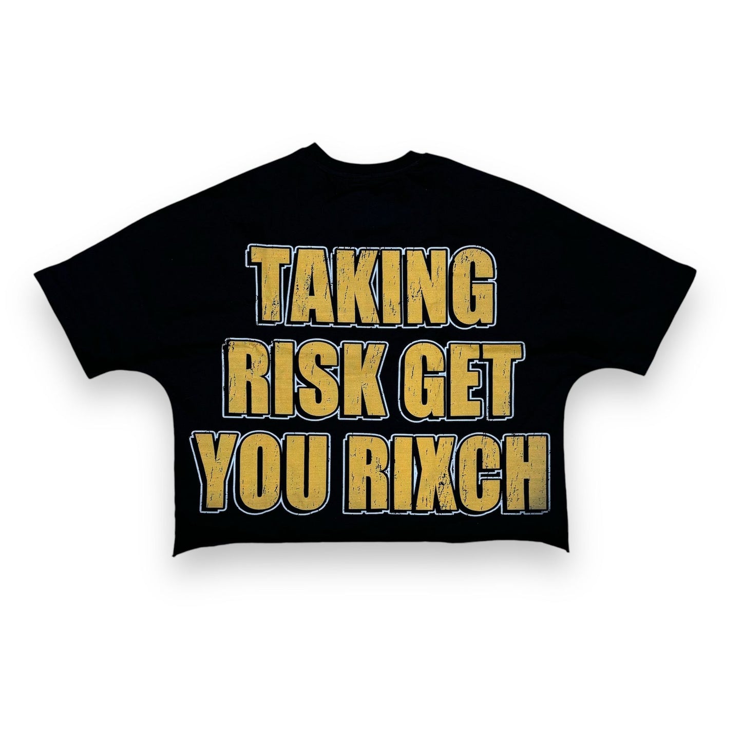 Rixch Habits Taking Risk Get Your Rixch Cropped Tee Black/Pink&Gold