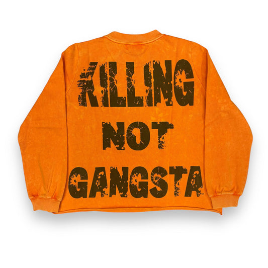 Lost Child  Killing Not Gangsta Acid Orange/Dark Green Cropped Long Sleeve