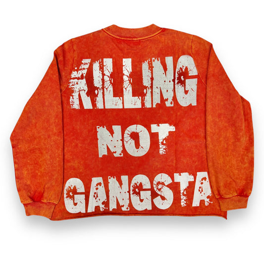 Lost Child  Killing Not Gangsta Acid Red/White Cropped Long Sleeve