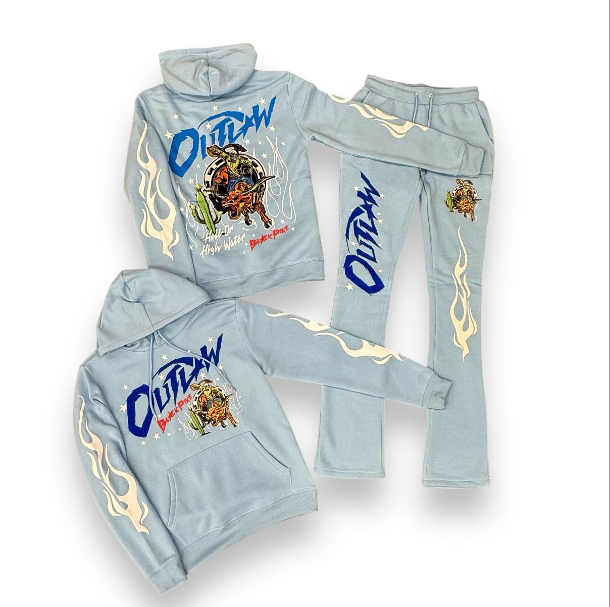 Black Pike Fleece Out Law Light Blue Jogger Set