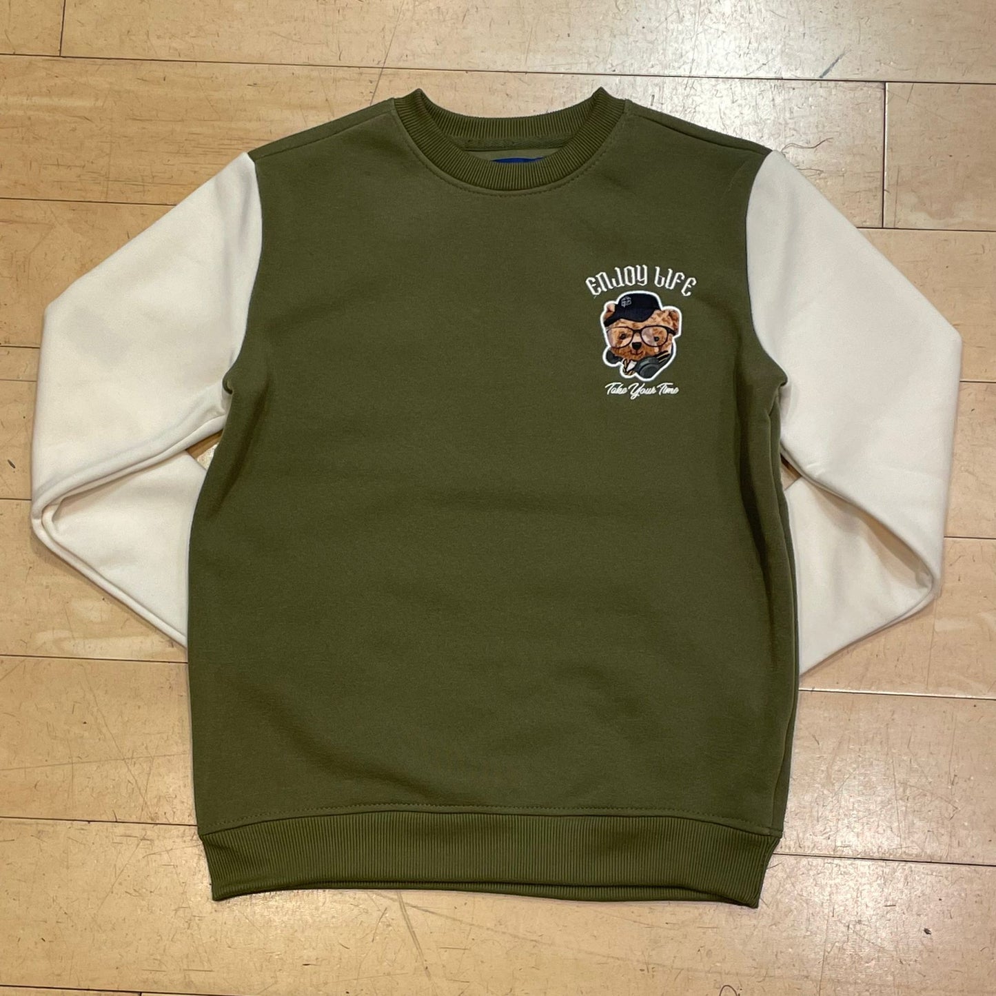 Black Pike Fleece Take Your Time Olive Crewneck Boy's