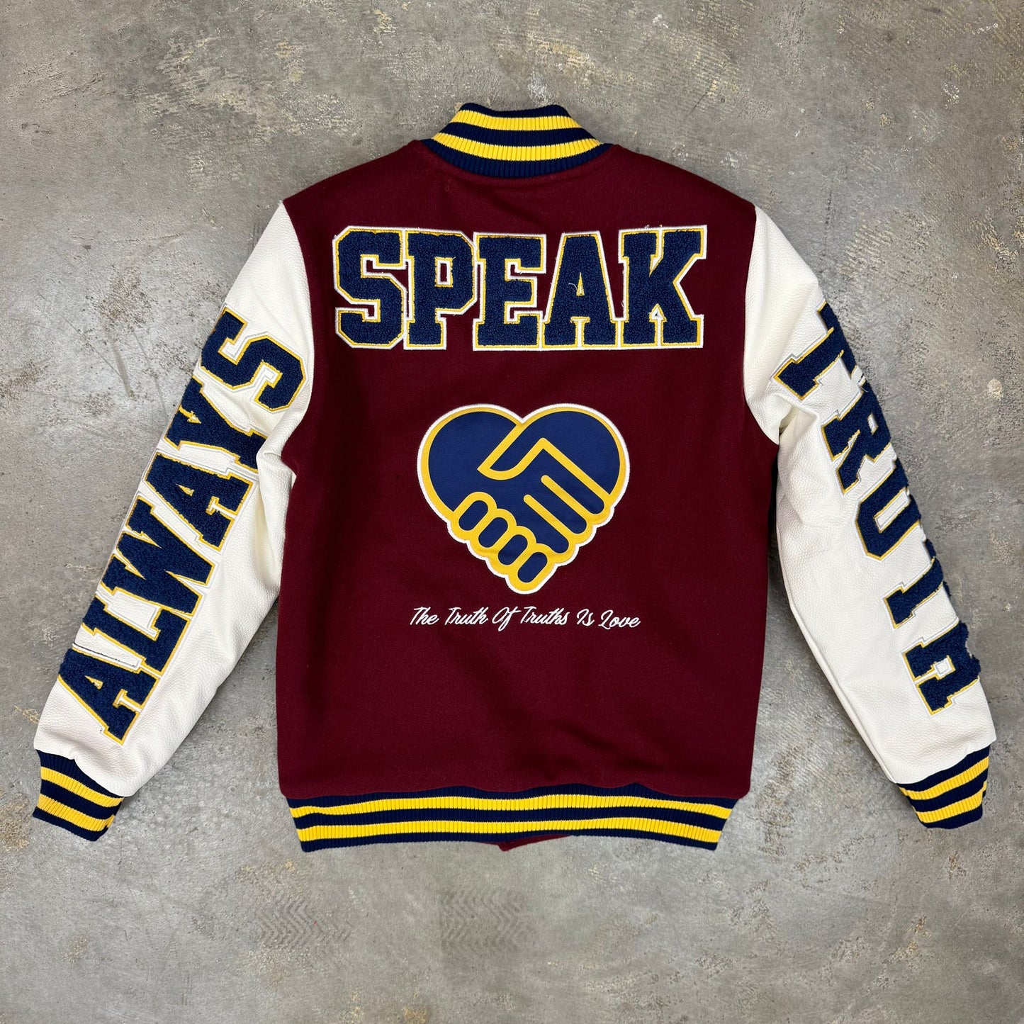 8ight Dstrkt Speak Burgundy Boy's Varsity Jacket