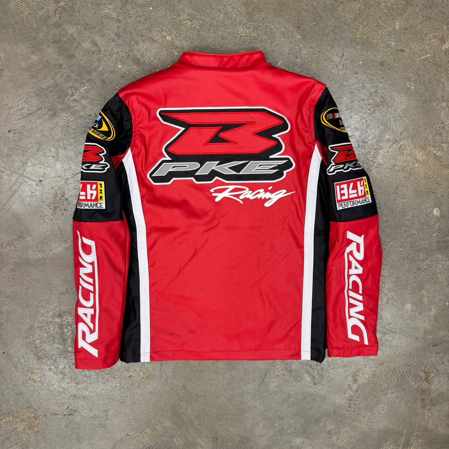 Black Pike Racing Red Boy's "Pu Leather" Jacket