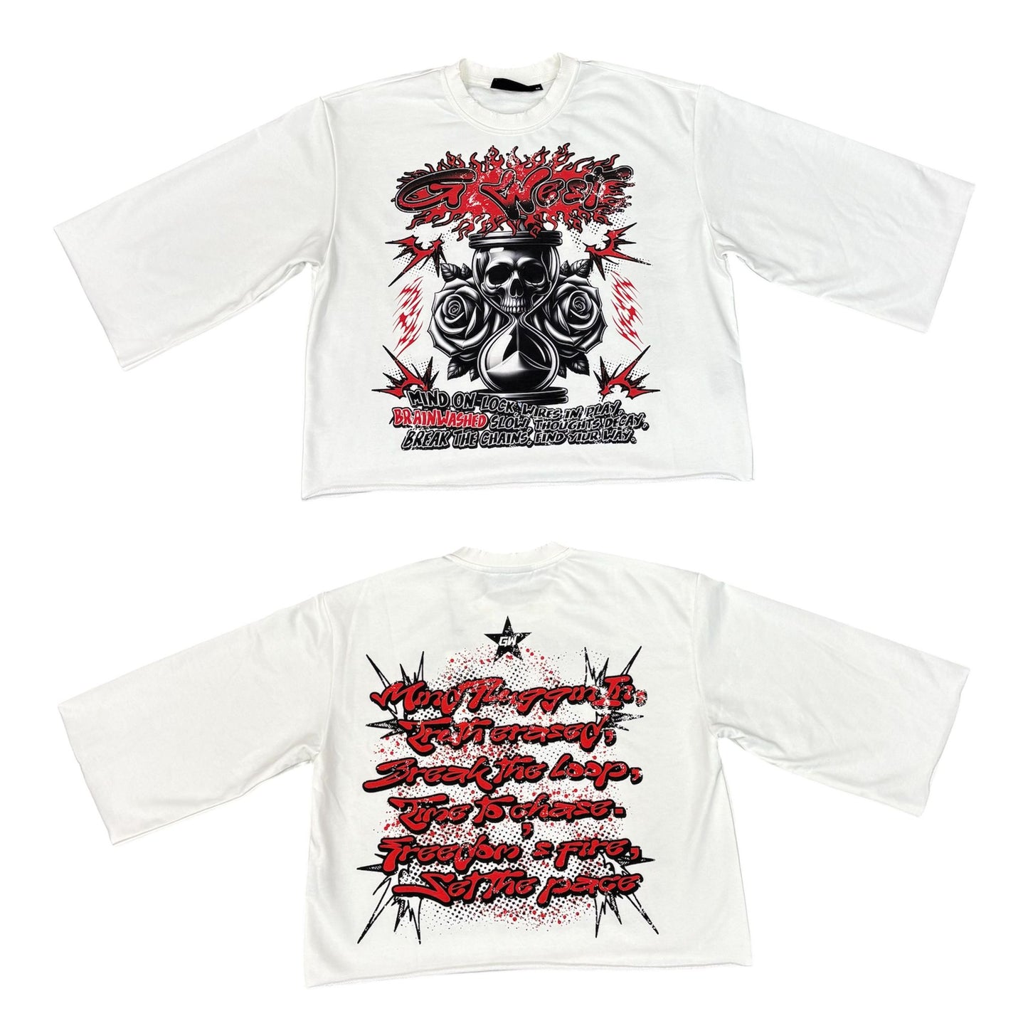 G West Swayed Cotton  White/Red Cropped Tee