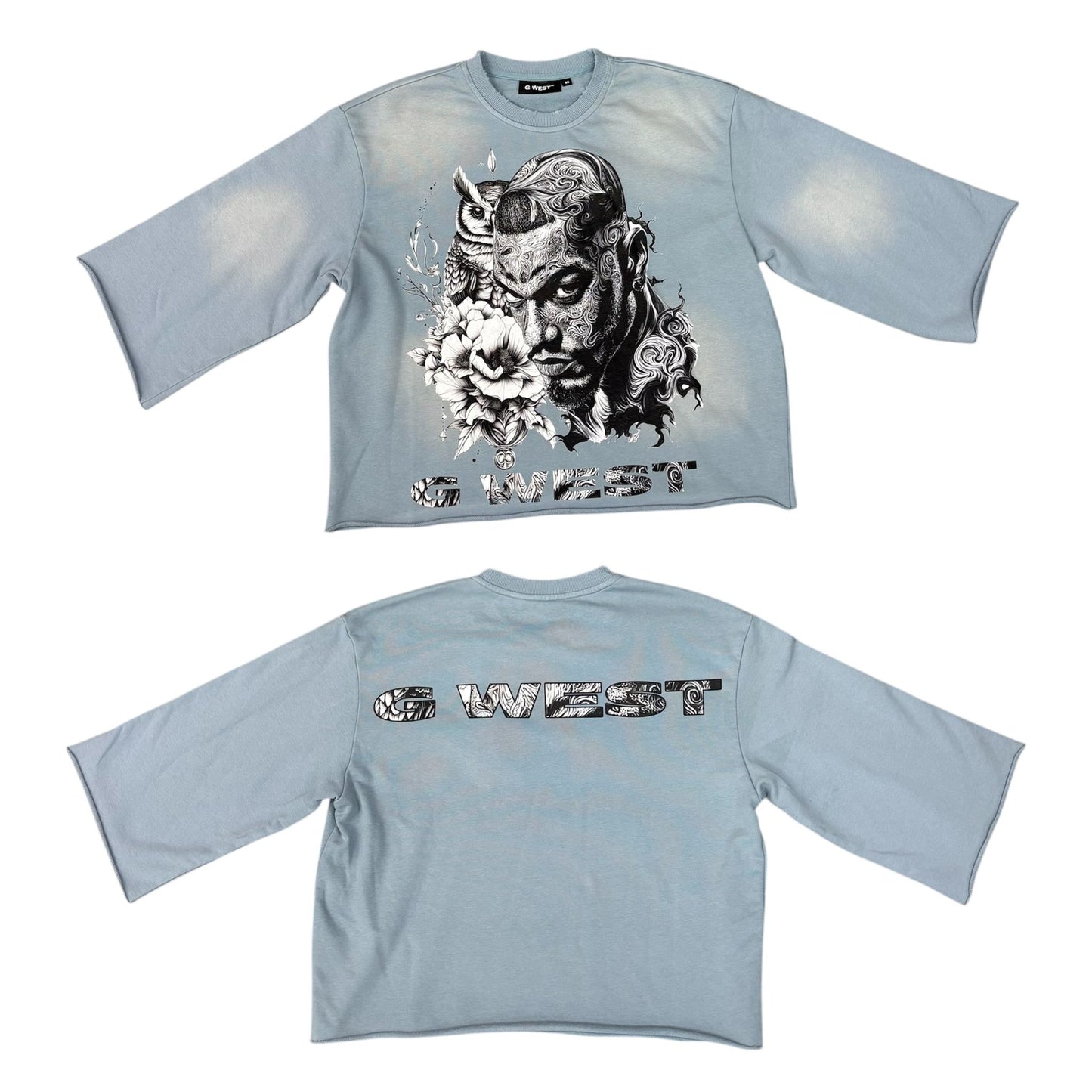 G West Street Owl Ocean whisper Cropped Tee